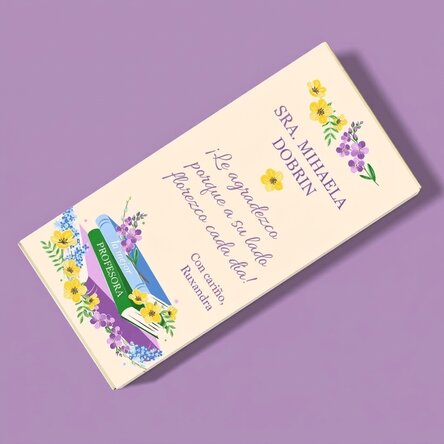 Chocolate personalizado con un mensaje para las profesoras
