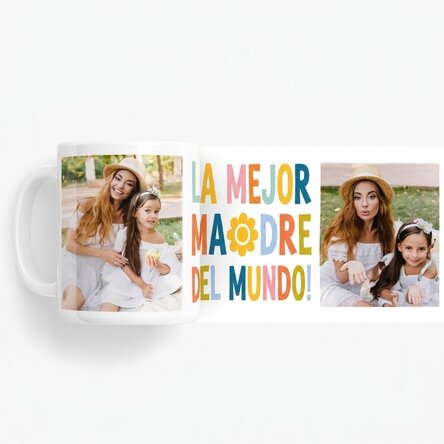 Taza personalizada con 2 fotos: «¡La mejor madre del mundo!»