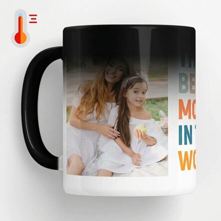 Taza termosensible personalizada con 2 fotos: «¡La mejor madre del mundo!»