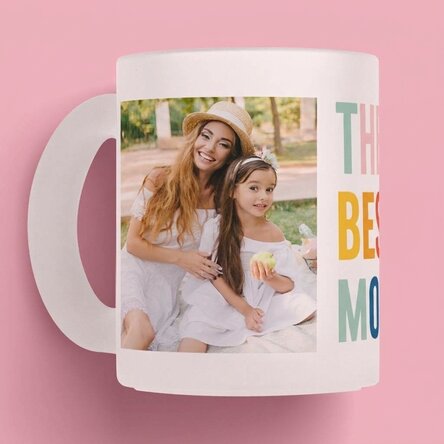 Taza personalizada con 2 fotos: «¡La mejor madre del mundo!»