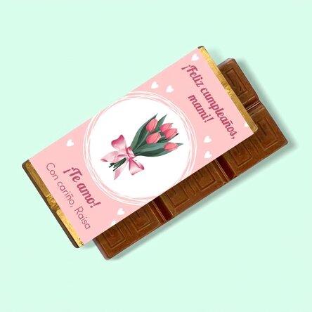Mini tableta de chocolate personalizada con mensaje - Flowers