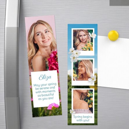 Lote de 2 imanes personalizados con fotos y texto - Primavera