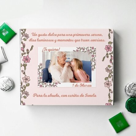 Caja de bombones personalizada con foto y texto - Floricele