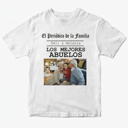 Camiseta de algodón personalizada con foto y texto: «Los mejores abuelos»