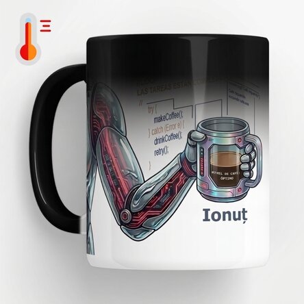 Taza termosensible personalizada con texto - Programador