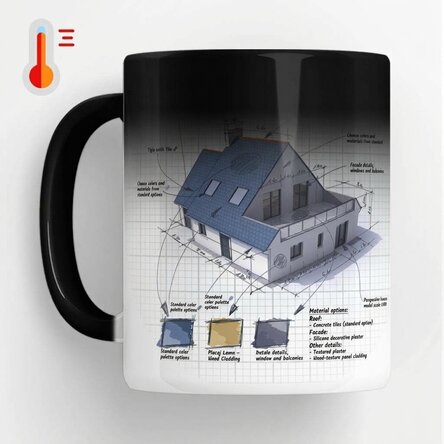 Taza termosensible personalizada con texto para arquitectos