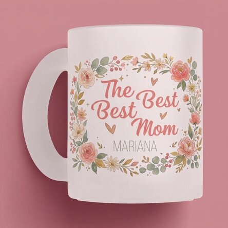 Taza de cristal mate personalizada con texto: «La mejor madre»