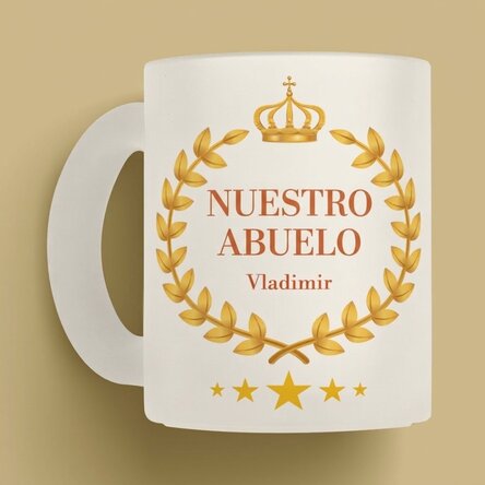 Taza de vidrio mate personalizada con texto: «Nuestro abuelo»