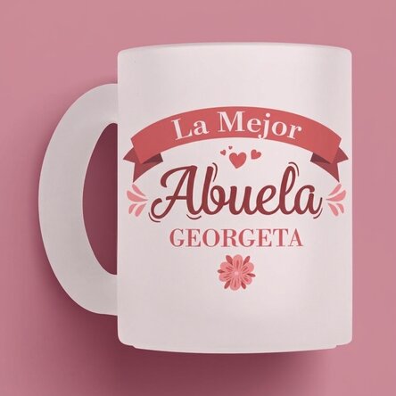 Taza de cristal mate personalizada con texto: «La mejor abuela»