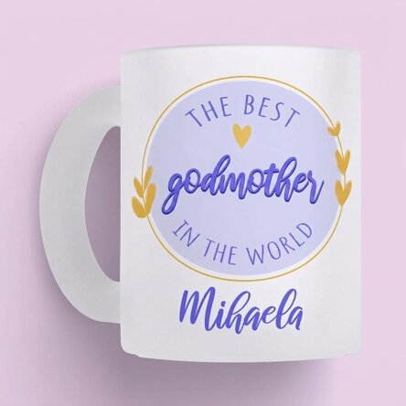 Vaso de cristal mate personalizado con texto: «La mejor madrina»