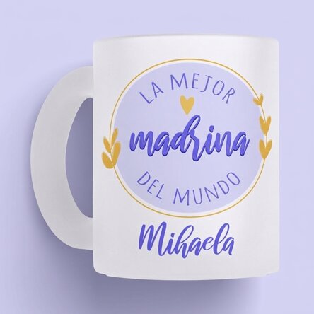 Vaso de cristal mate personalizado con texto: «La mejor madrina»