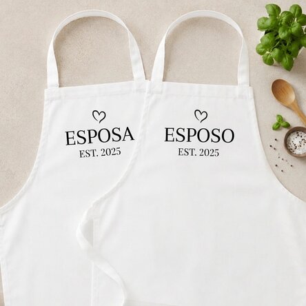 Delantales personalizados para parejas con mensaje