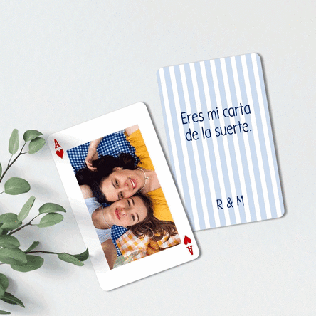 Tarjeta de aluminio personalizada por ambas caras con foto y mensaje - Baraja de cartas