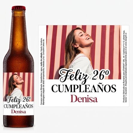 Cerveza personalizada con foto y mensaje - ¡Feliz cumpleaños!