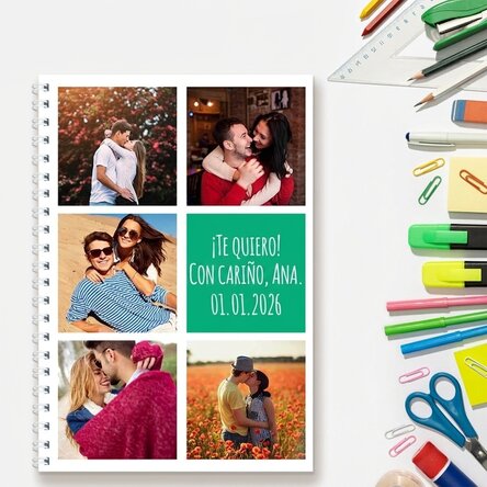 Cuaderno personalizado con 5 fotos y texto