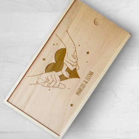 Caja de regalo personalizada de madera - Una historia para dos