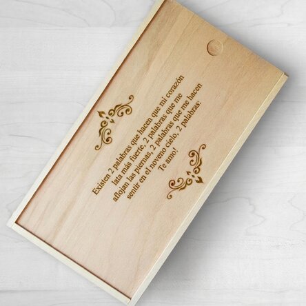 Caja de regalo personalizada de madera con mensaje