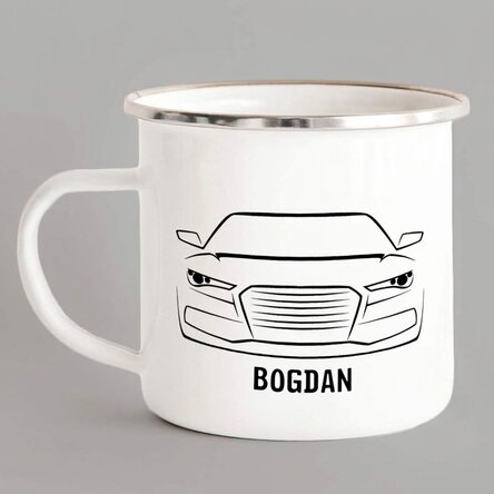 Taza metálica esmaltada personalizada para los amantes de los coches