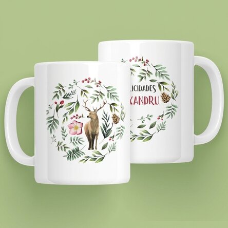 Taza personalizada con un reno para él - modelo navideño