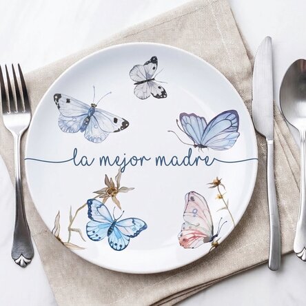 Plato personalizado con texto - Mariposas