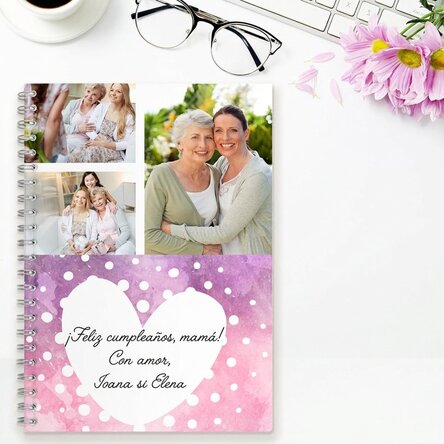 Cuaderno personalizado con 3 fotos y texto