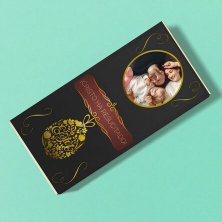 Chocolate personalizado con texto y foto para Pascua
