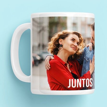 Taza personalizada con una foto en formato horizontal y texto