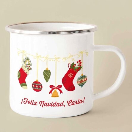 Taza esmaltada personalizada con texto - Calcetines