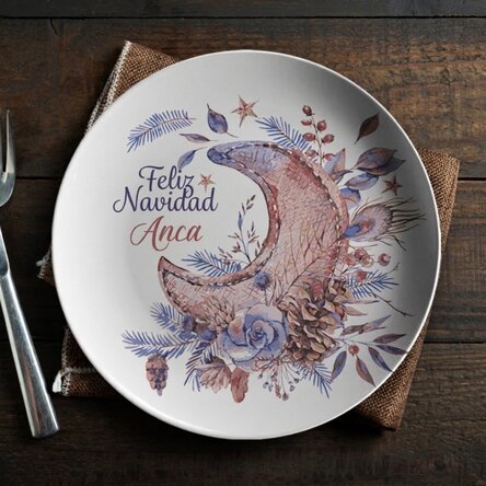 Plato personalizado con texto - Flores de Navidad