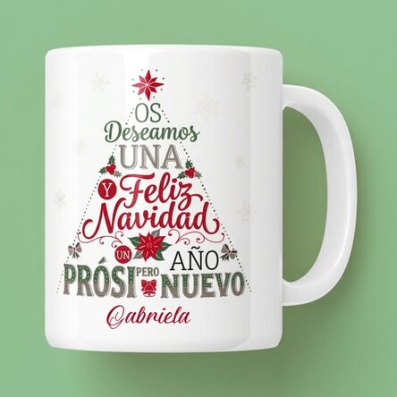 Taza personalizada con el texto «Feliz Año Nuevo»