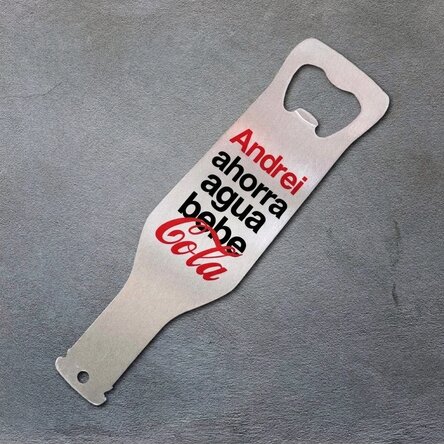 Abrebotellas personalizado - Ahorra agua, bebe Coca-Cola