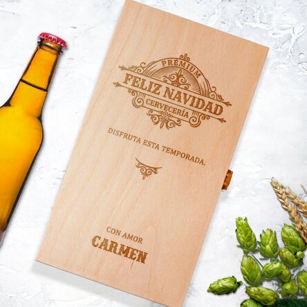 Caja de cerveza personalizada para tres botellas - Vintage Christmas
