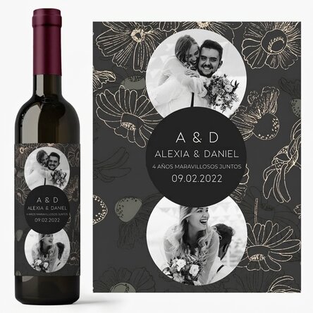 Vino personalizado con texto y 2 fotos - Aniversario