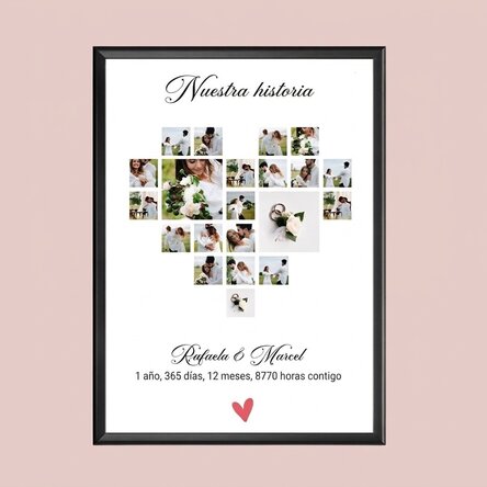Cuadro personalizado con texto y 21 fotos: «Nuestra historia»