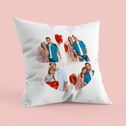 Cojín personalizado con 4 fotos en forma de círculo