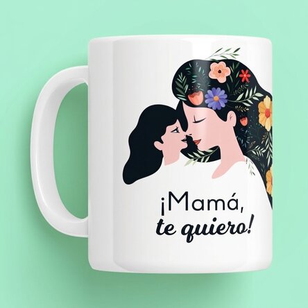 Taza personalizada con el texto: «¡Mamá, te quiero!»