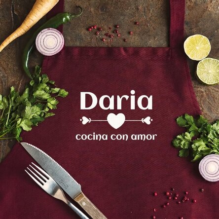 Letrero personalizado con texto: «Cocinamos con amor»