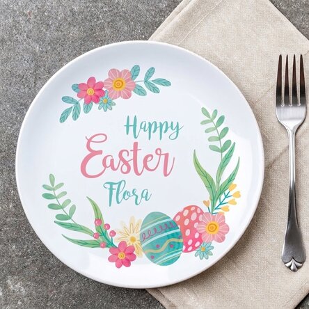 Personalised plate with text - Happy Easter!
