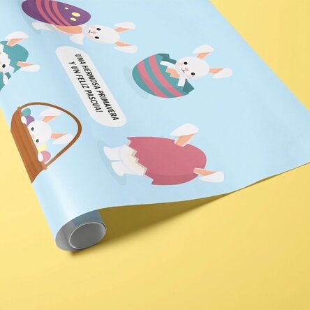 Papel de regalo personalizado con texto: «Conejitos»