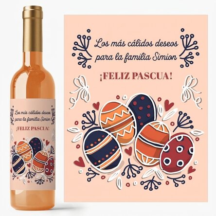 Vino personalizado con texto - Felicidades de Pascua