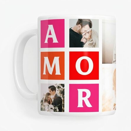 Taza personalizada con 6 fotos de amor