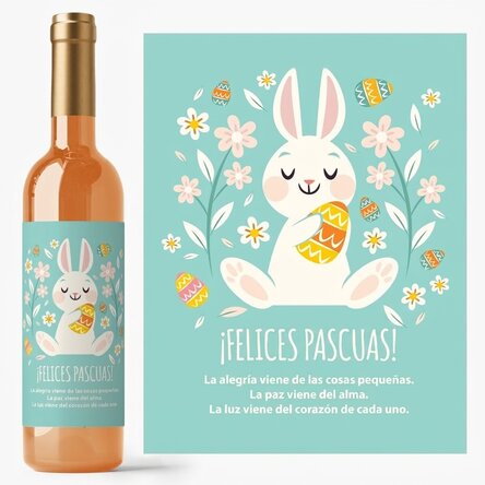 Vino personalizado con texto - Happy Bunny