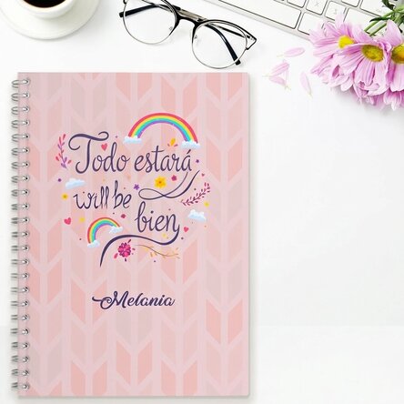 Cuaderno personalizado con el texto «Todo irá bien»