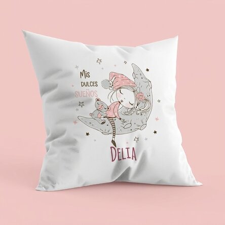 Cojín personalizado con texto: «Dulces sueños»