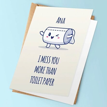 Tarjeta de felicitación personalizada con texto - Papel higiénico