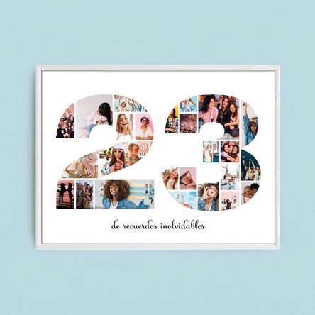 Cuadro paisajístico personalizado con 25 fotos, modelo número 23 y mensaje de texto