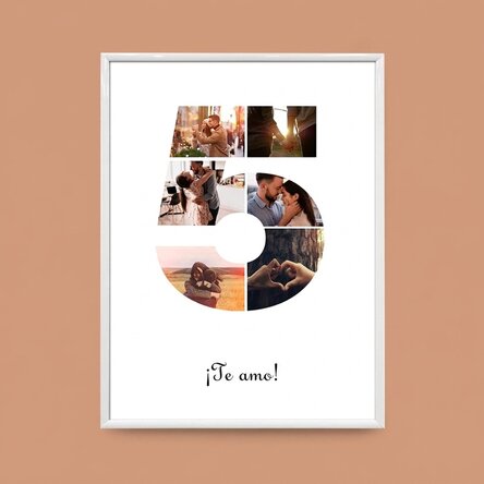 Cuadro personalizado con 6 fotos, modelo número 5, y mensaje de texto