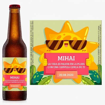 Cerveza personalizada con texto - Friendly sun