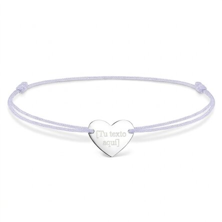 Pulsera con cordón personalizada - corazón de 12 x 10 mm - plata 925 - Tú y yo