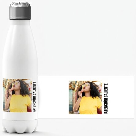 Término con base blanca personalizado con una foto y un texto
